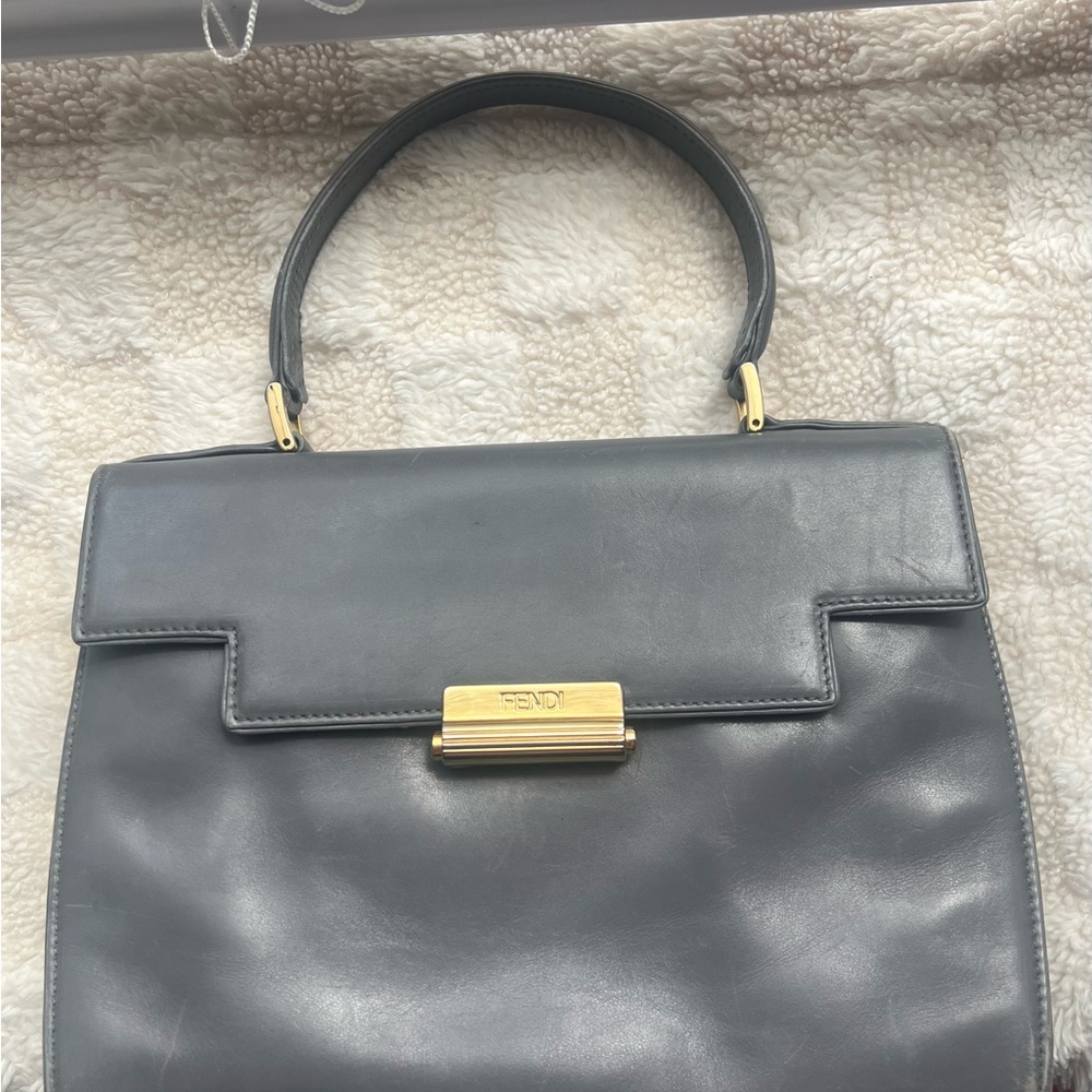 Fendi Gray Leather Shoulder Bag